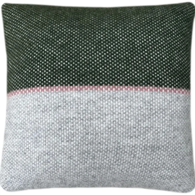 Malagoon Festivity wool cushion dawn green square Rose/Groen/Wit/Grijs