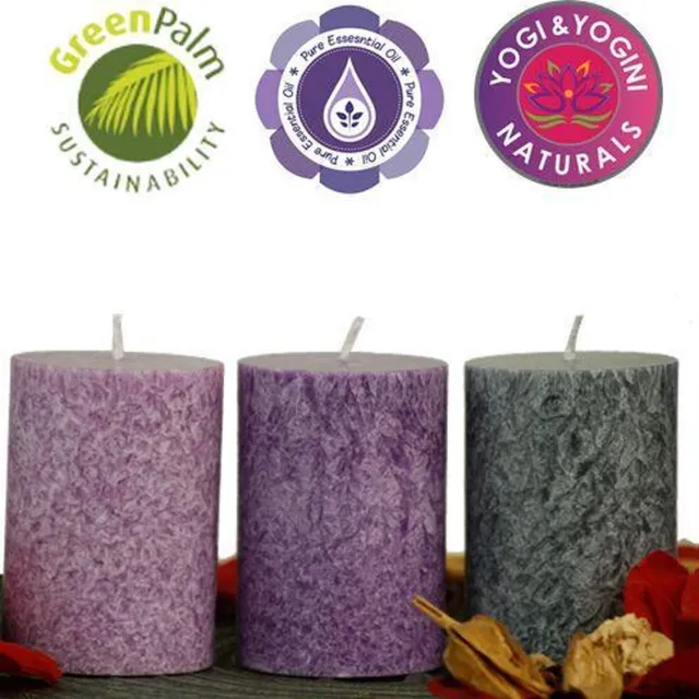 Greenpalm Kaarsen stearine 3x MINDFULNESS 8x5.5 cm Multi colour