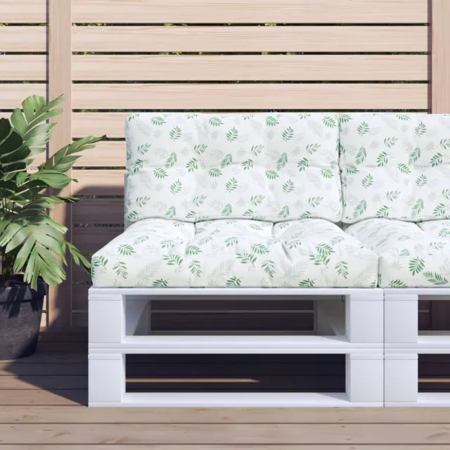 vidaXL Palletkussens 2 st stof bladpatroon groen