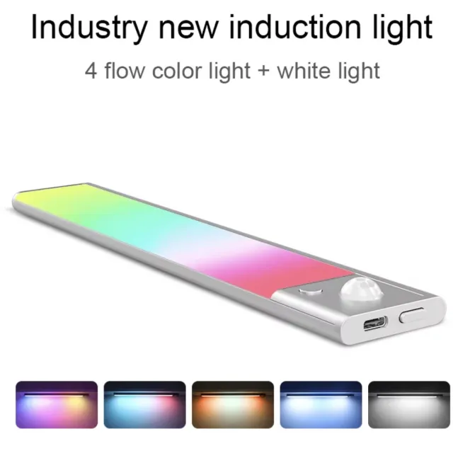 Slim Bright led strip - Led verlichting met bewegingssensor - 20 cm - Zilver - USB oplaadbaar - Magnetische bevestiging - RGB kleuren en Wit licht - Kastverlichting - Slaapkamer - Wijnkast.