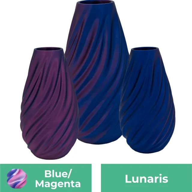 Lovora Lunaris moderne vaas – Decoratieve vaas - Blauw / Paars - 3d geprinte vaas – geschikt voor droogbloemen - 34CM