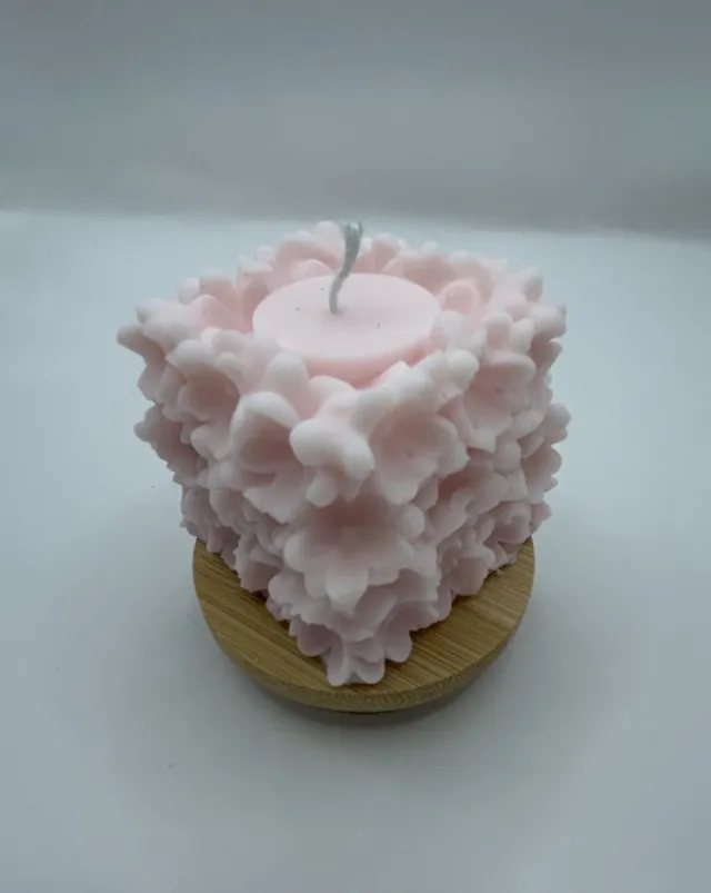 Lovely Elegance Handgemaakte Kaars Kubus Bloemen - Duurzaam Roze