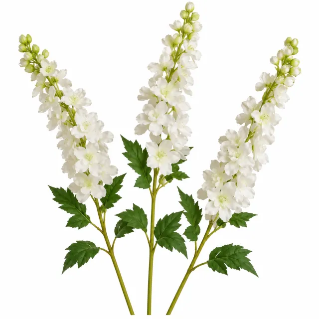 Globalgiftshop Steelbloem - kunstbloemen ridderspoor 82 cm wit -3 takken