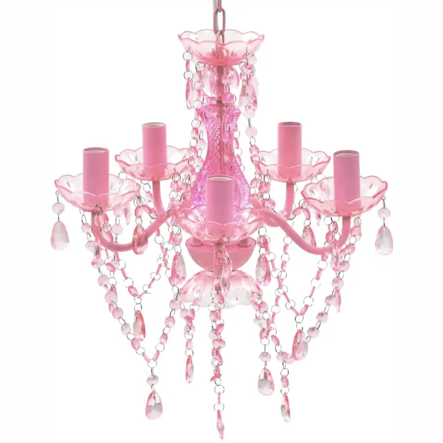 vidaXL Kristallen licht met 5 gloeilampen rosa Roze