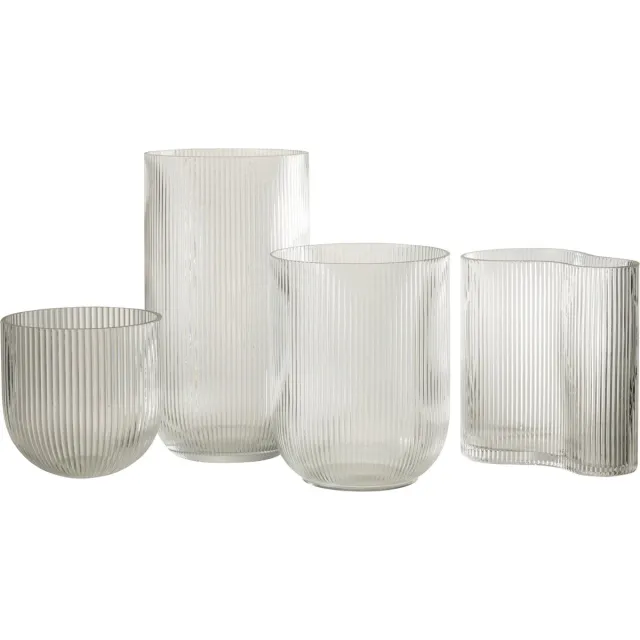 J-Line vaas Gestreept - glas - transparant - large