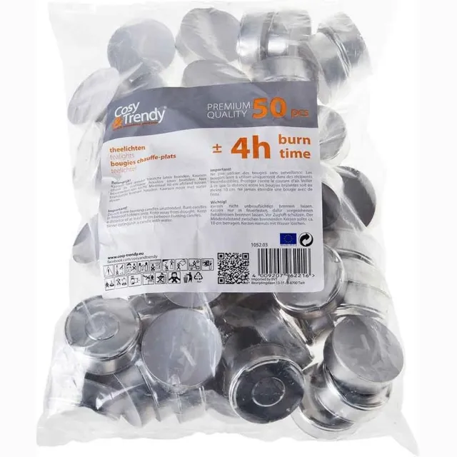 Cosy&Trendy Waxinelichtjes 4 uur - Set-50 Wit
