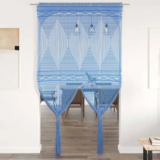 vidaXL Gordijn macramé 140x240 cm katoen blauw