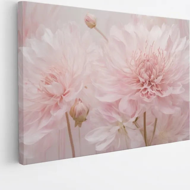 Saammp Canvas Schilderij - Kunst - Roze Bloemen - Natuur - Abstract - 120x80 - Foto op canvas - Wanddecoratie - Muurdecoratie Woonkamer - Kantoor Decoratie Multicolor