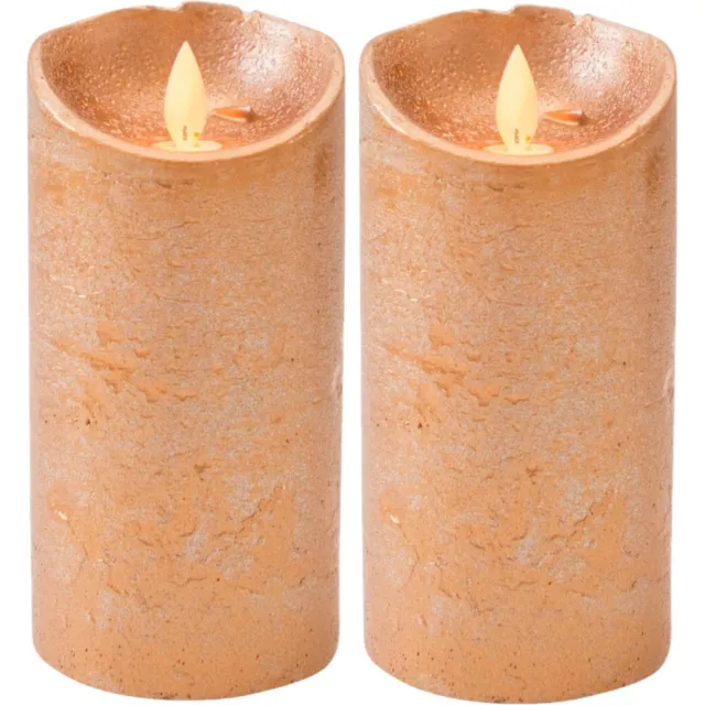 Anna's Collection Anna Collection LED kaars/stompkaars - 2x st- koper - 15 cm - met bewegende vlam