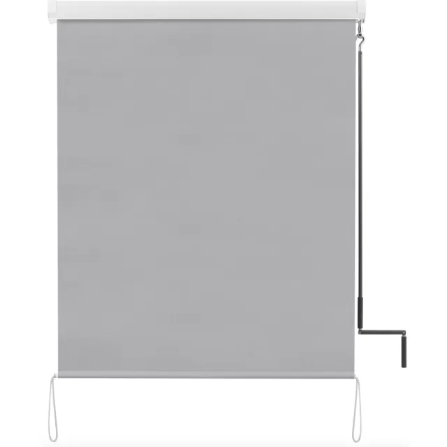 Happyment Rolgordijn met crank - Grijs - 100x240cm - Rolgordijnen verduisterend - Luxaflex - Waterafstotend - Isolerend - Zonder of met boren - Voor balkon