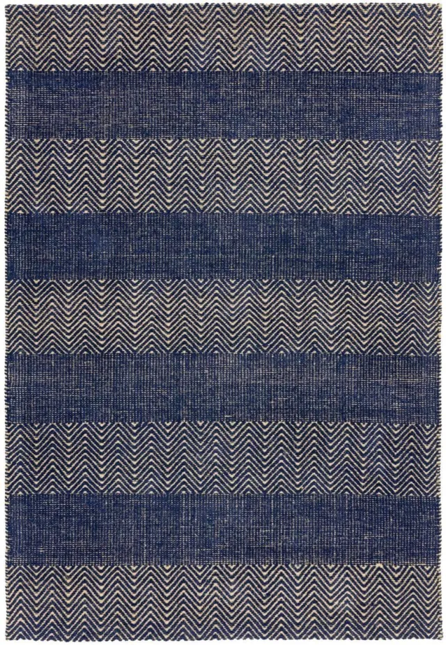easy living Ives-Navy-Blue Vloerkleed - 160x230 - Rechthoek - Laagpolig Tapijt - Modern - Beige, Blauw