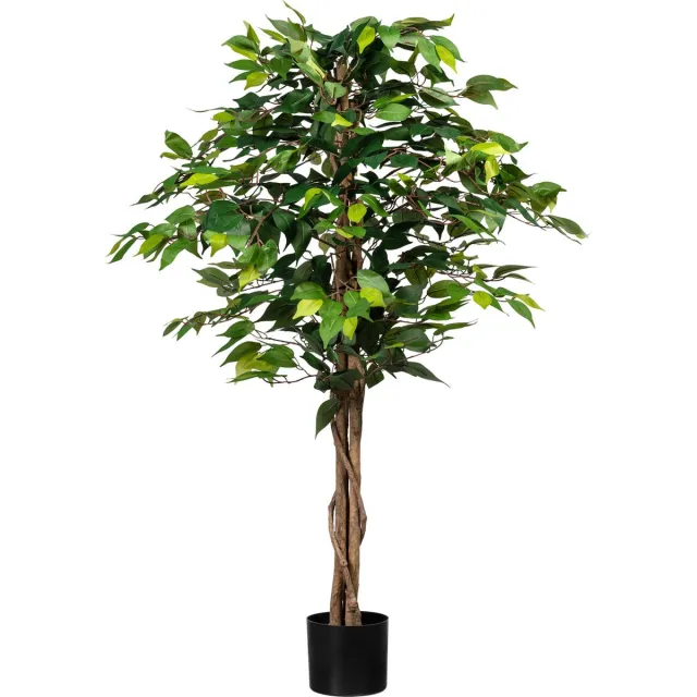 Kopu Kunstplant Ficus 120 cm in pot - 630 bladeren met Natuurstam Groen