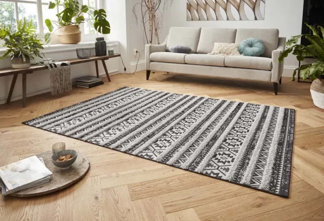 Mint rugs Vloerkleed 3D effect Sebou - grijs/zwart 120x170