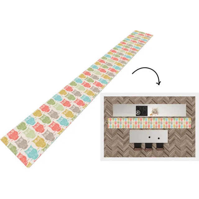 KitchenYeah Keukenloper - Keukenmat - Patronen - Uil - Vogels - 400x50 cm - Keuken vloerkleed Multicolor