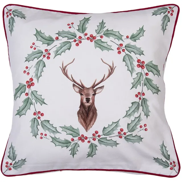 Clayre & Eef Kussenhoes 40x40 cm Wit Katoen