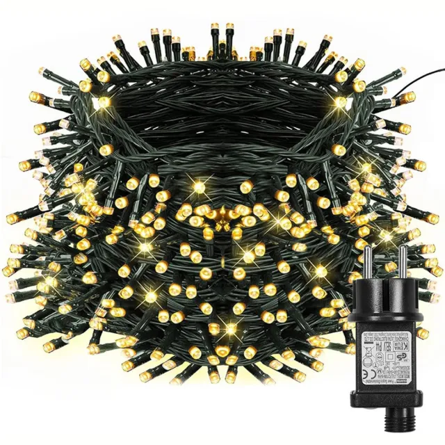 MUPOO Kerstboom Lichtslinger - 20 Meter - 200 LEDs - Kerstverlichting voor Binnen en Buiten - Warm Wit - Kerstversiering Lichtsnoer- Buitenverlichting