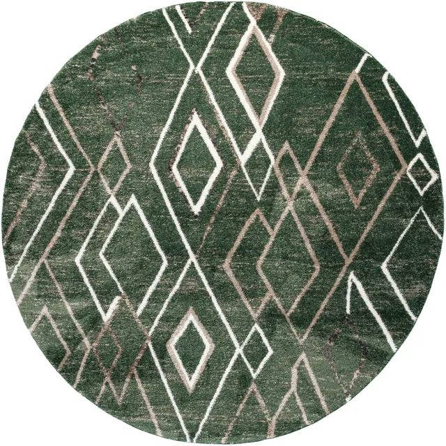 Fraai Berber vloerkleed rond - Blend Diamond Groen - Ø 120cm