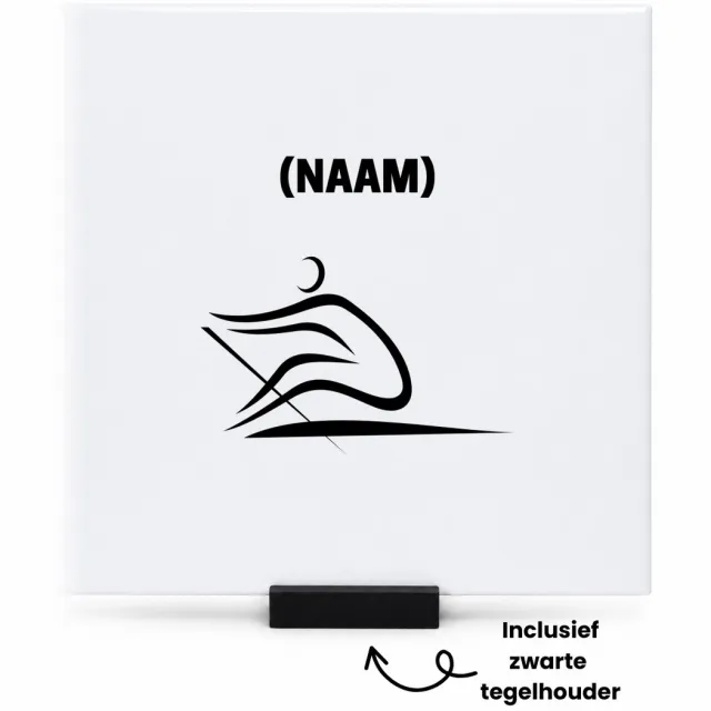 Hacebo Roeien met eigen naam tegeltje met tegelhouder - Sport - Roeiers - tegeltjes met tekst - Sport - spreuktegels - 15x15 CM Wit