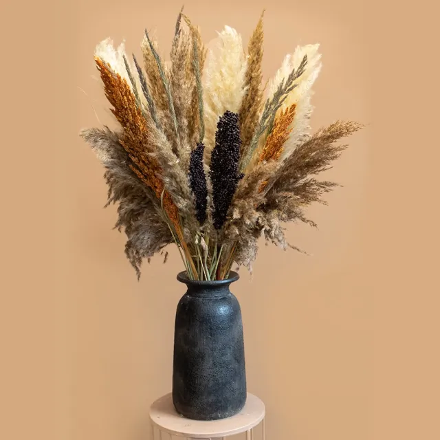 Roselin Deco Droogboeket Melissa – Pampas Pluimen – Landelijk Droogbloemen Boeket 80 cm Rood tinten