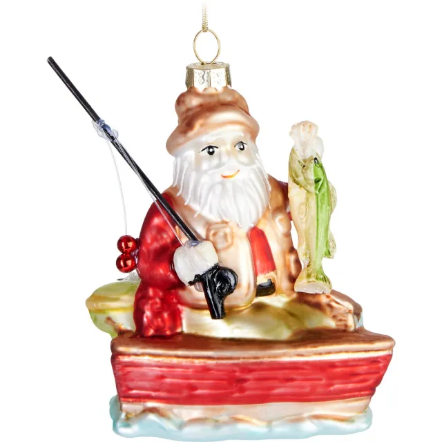 Brubaker Visser Kerstman - Handgeschilderde Glazen Kerstbal - Handgeblazen Kerstversiering - Grappige Kersthanger - Kerstboom Decoratie - 12.5cm