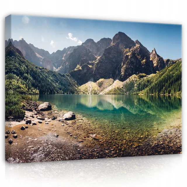 WALLARENA Canvas schilderij - 120x80 cm - Berglandschap met meer multikleurig