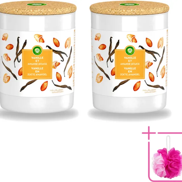 Air Wick 2 x Air Wick - Geurkaars - Vanille & Zoete Amandel - 35 Uur Brandduur - Bulkverpakking - Geurkaars - Douchemop - Vanille Oranje