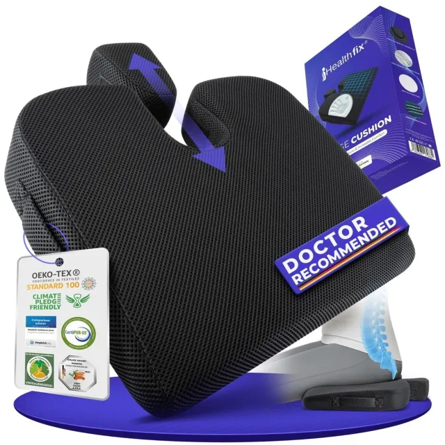 Duraxl Zitkussen - Wigvormig - Memory foam - Ergonomisch Zwart