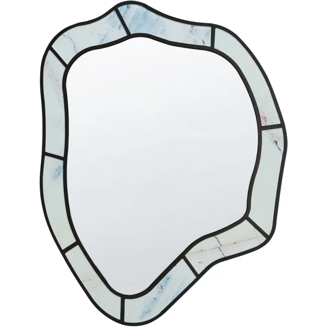 Beliani LIVERDUN - Wandspiegel - Lichtblauw - Glas/MDF