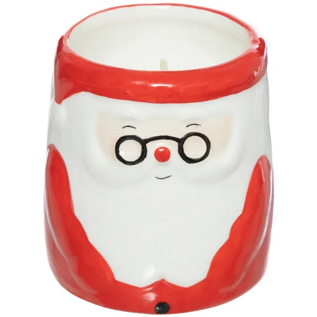 Feeric lights & Christmas Geurkaars van keramiek met kerstman en sneeuwpop, 130 g rouge