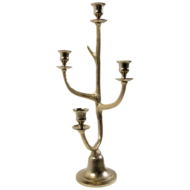 Mars & More Kaarsen Standaard gewei goud 4 h58cm Zilver