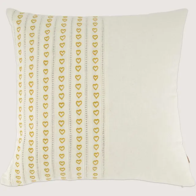 Zusss Kussen Hartjes 45X45cm - White / Ochre - 45X45cm