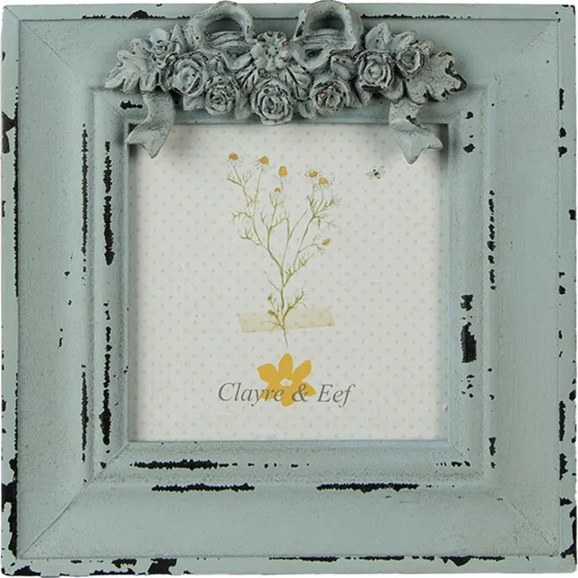 Clayre & Eef Fotolijst 10x10 cm Groen MDF Bloemen