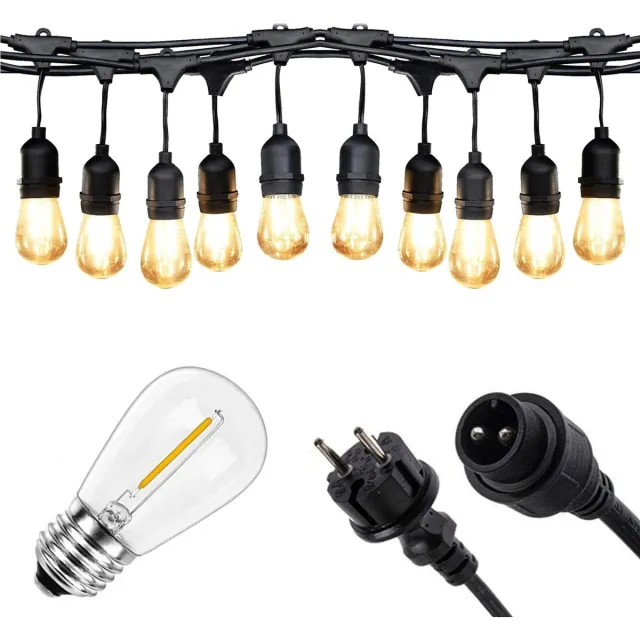 Viking Choice Lichtsnoer buiten - prikkabel - 10m - 10 lampen - warm wit