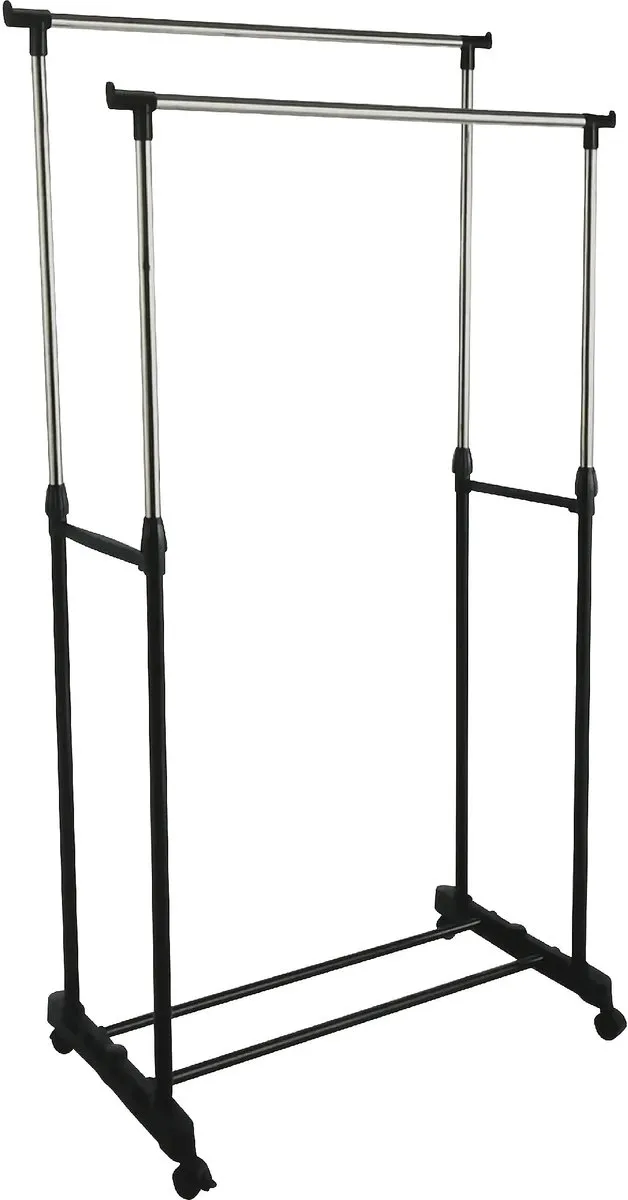 Benson Kledingrek dubbel 78 cm met wielen en hoogte verstelbaar 93 tot 160 cm Zwart