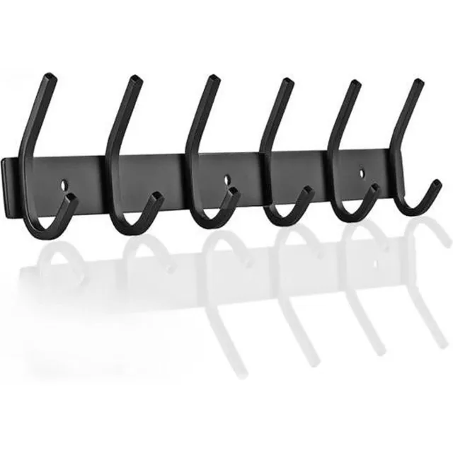 RemGoods Kapstok-Wandkapstok - Muur Kapstok Hangend - RVS - 12 Hangers - Industrieel - 3M Tape - Zwart zwart 12