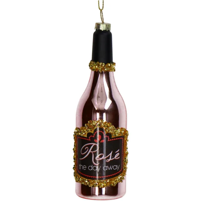 HD Collection Ornament kerstbal Rozenfles Glas Roze 15.5 cm HD Collection