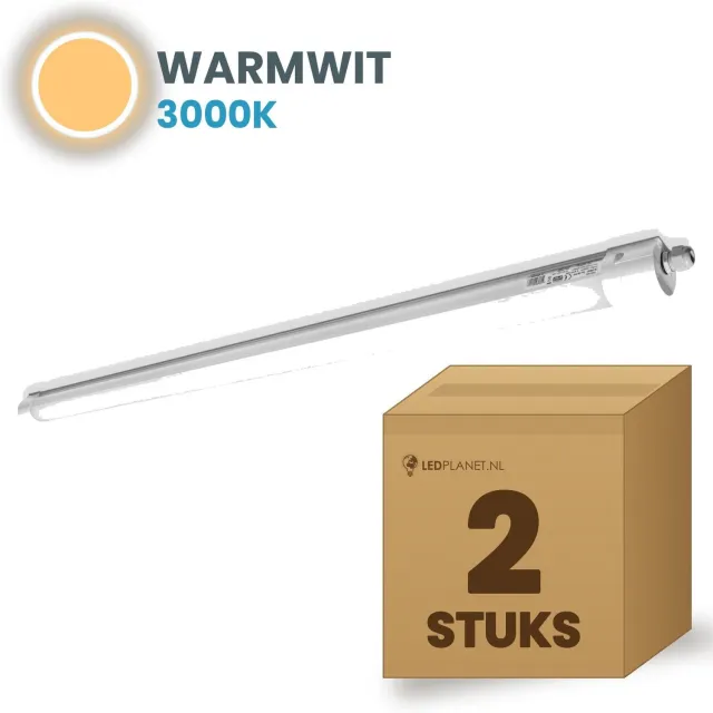 Tsong TL armatuur Tri Proof 600mm 2 stuks - 18W 2700lm - Warmwit 3000K - Koppelbaar - IP65 - 230V