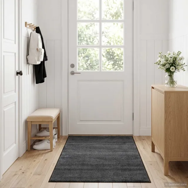 vidaXL Deurmat Lichtgrijs 150 x 90 cm 100% Polyamide Wasbaar