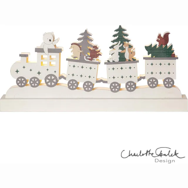Star Trading Star Forest Friends trein kerstversiering - LED / hout - LxBxH 37 x 6 x 17 cm - op batterijen Multi