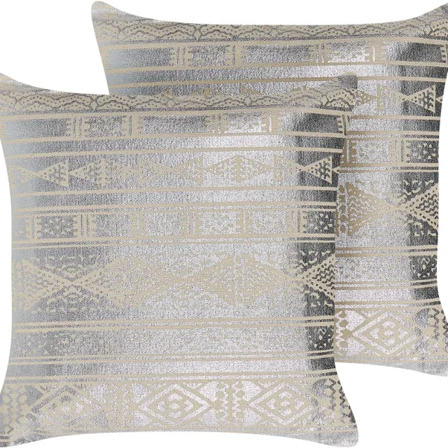 Beliani OUJDA - Sierkussen set van 2 - Zilver - 50 x 50 cm - Katoen