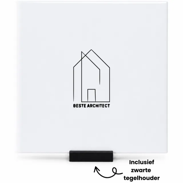 Hacebo Architect tegeltje met tegelhouder - Architect - Architecten - tegeltjes met tekst - Beste architect - cadeau - verjaardag - spreuktegels - 15x15 CM Wit