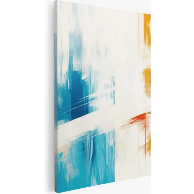 Saammp Canvas Schilderij - Gekleurde strepen - Abstract kunstwerk - 100x150 - Foto op canvas - Wanddecoratie - Muurdecoratie Woonkamer - Slaapkamer decoratie - Canvas Print Multicolor