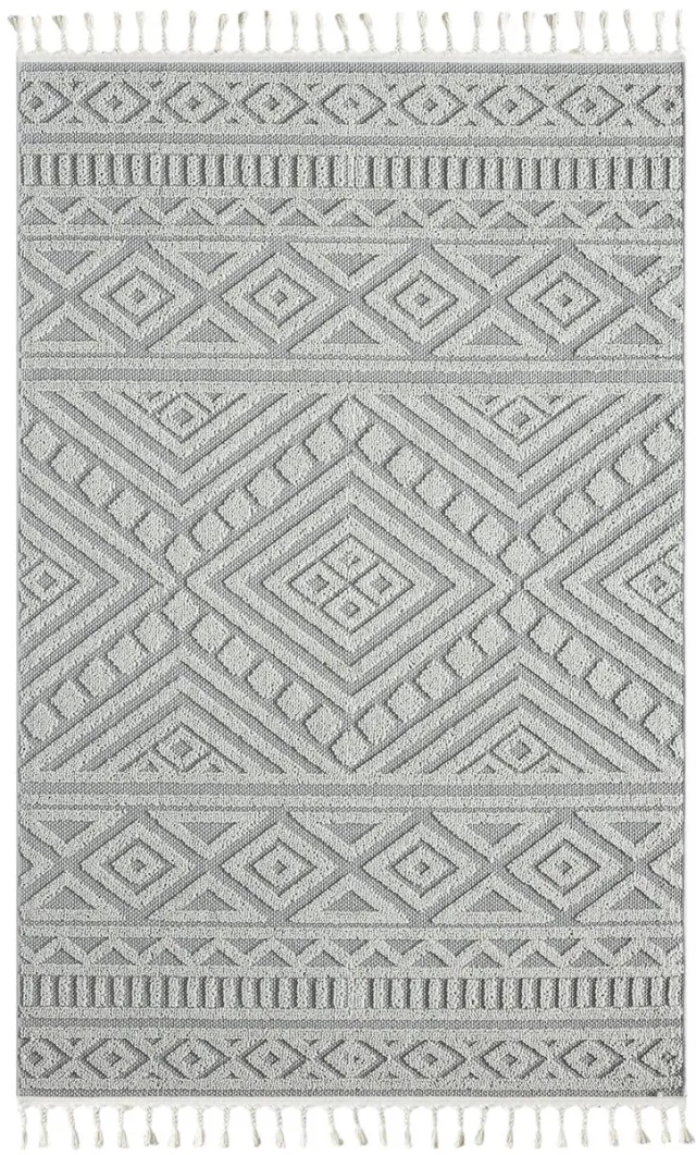 Unyqoos Wasbaar boho vloerkleed met 3D-effect in grijstinten voor elke kamer