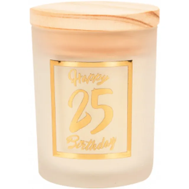 Snoepkado.com Geurkaars - White/gold - Happy Birthday - 25 jaar - In cadeauverpakking wit goudkleurig
