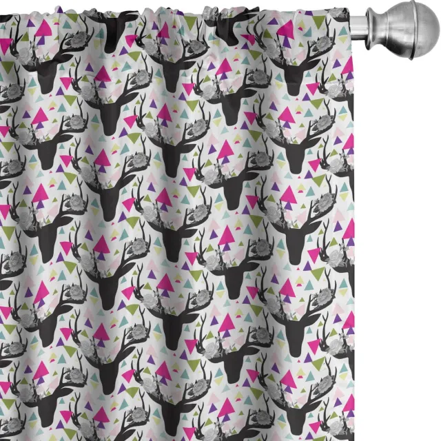 ABAKUHAUS Herten gordijnen – 2-delige set van microvezel, multicolor Mehrfarbig