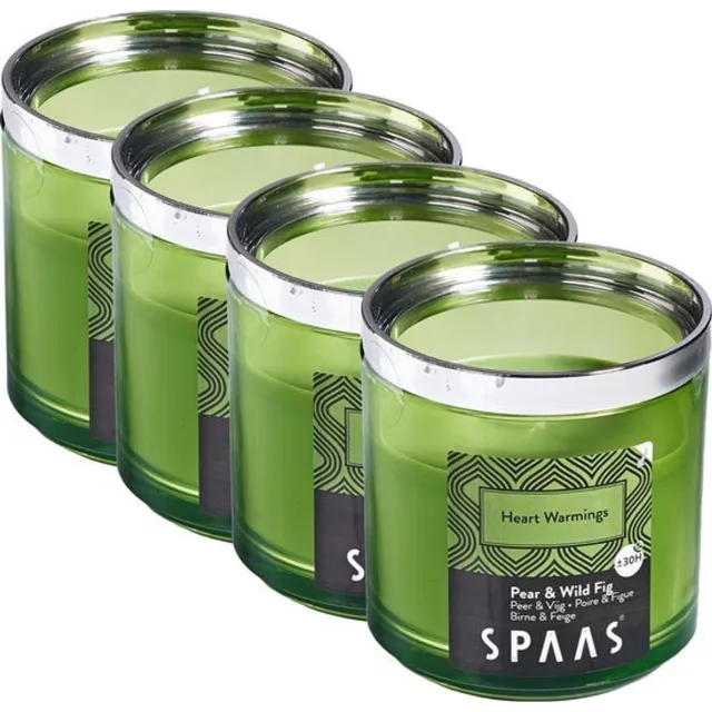 Spaas Geurkaarsen in Glas - Heart Warmings - circa 30u - 4 kaarsen Lentegroen