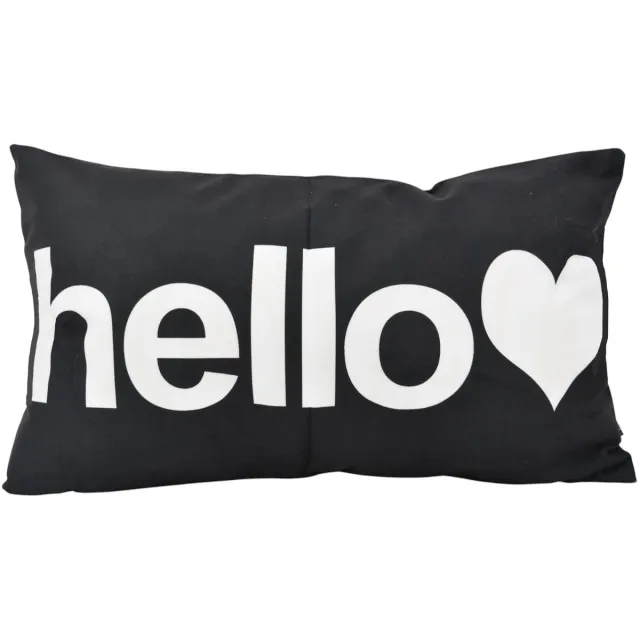Gek op Kussens! Hello Zwart | 30 x 50 cm | Kussenhoes | Katoen/Polyester
