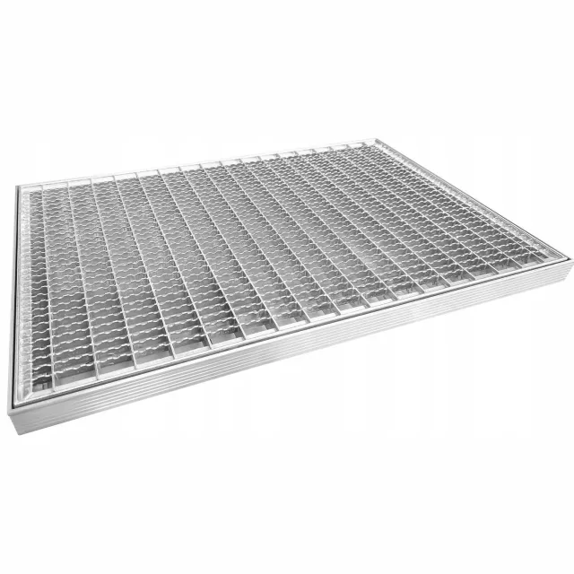 PROMET POZNAŃ Merkloze Metalen Inloopmat 60x40cm - Verzinkt & Antislip Zilver
