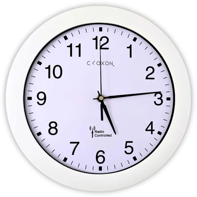 CLOXON radiogestuurde wandklok 30 cm witte wandklok voor keuken, woonkamer, kantoor, radiogestuurde wandklok, zeer nauwkeurige radiogestuurde wandklok, groot (wit)