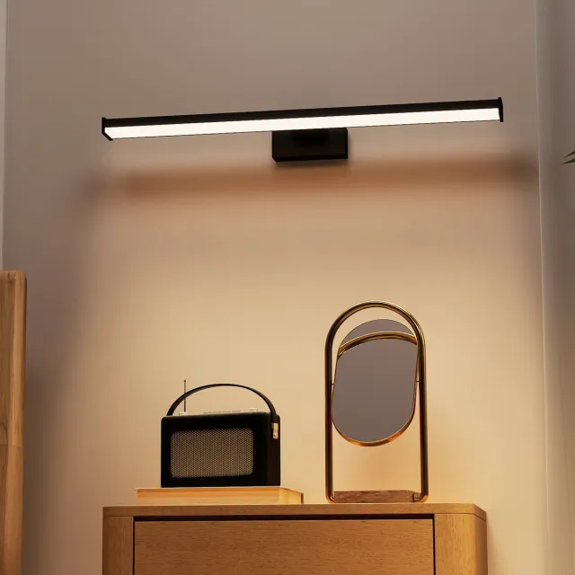 Aufun LED-badkamerlamp met schakelaar – 15 W – warm wit licht – wand- en spiegelverlichting Zilver
